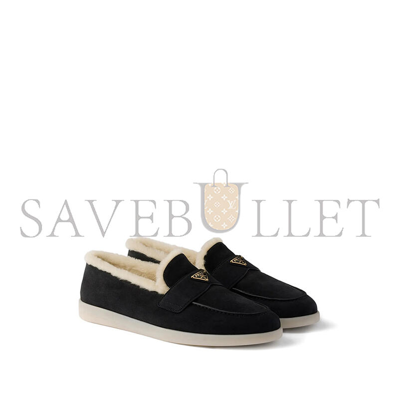 PRADA SUEDE AND WOOL LOAFERS 